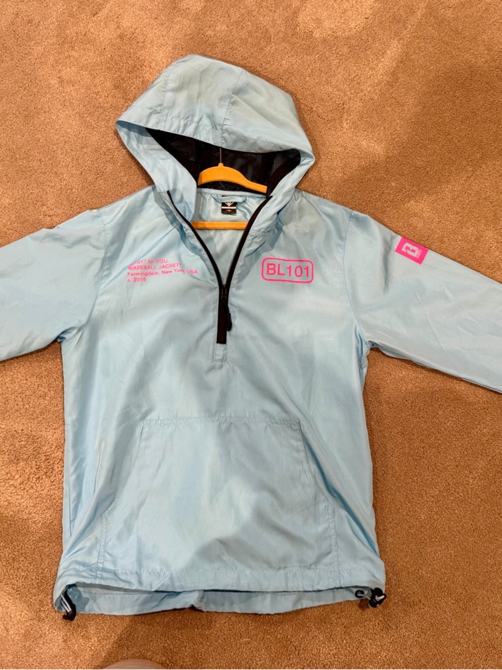 Light Blue Hooded Anorak with Pink Accents (BL101)